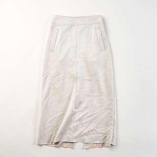 日单纯色松紧腰半身裙女H84830秋冬季 百搭包臀通勤风麂皮绒中长裙