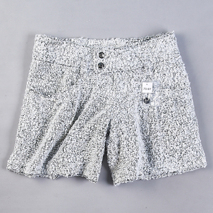 女2.24H77942春秋高腰小香风直筒热裤 日单大码 胖MM复古粗花呢短裤