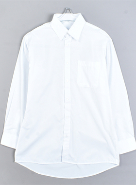 日单中长款条纹白色衬衫男女4.15L82369春夏大码显瘦翻领长袖上衣