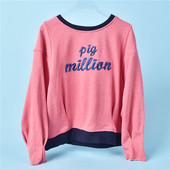 720韩版 上衣 字母刺绣套头卫衣女70668春秋宽松文艺学院风毛圈长袖