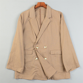 松弛感春秋季 精品日单棉麻质休闲西装 女L84709宽松大码 OL气质外套