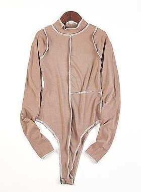 欧美风半高领长袖T恤女83076春秋修身显瘦外穿内搭连体打底衫上衣