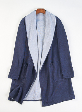 日单两面穿极简大翻领风衣女H82962春秋纯色双面穿中长款开衫外套