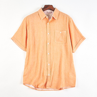 精品外贸男士宽松全棉衬衫H83583春夏纯色通勤百搭基础款短袖上衣