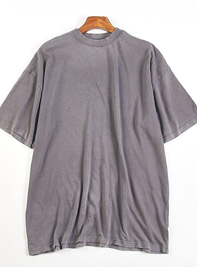 614美式潮牌复古做旧全棉短袖T恤82806男士宽松加大码圆领上衣夏