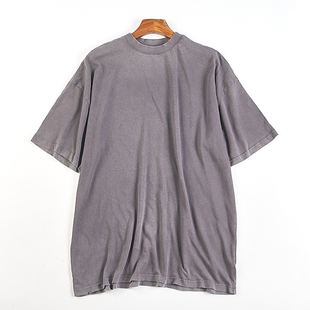 614美式潮牌复古做旧全棉短袖T恤82806男士宽松加大码圆领上衣夏