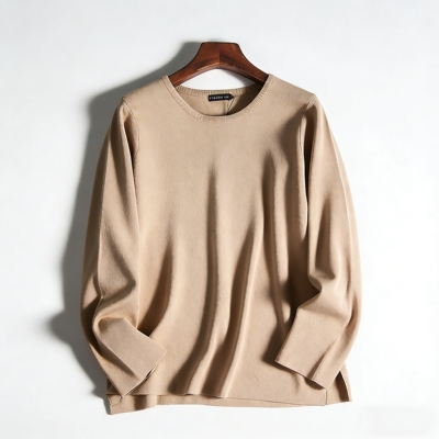 外贸单极简风圆领长袖T恤女