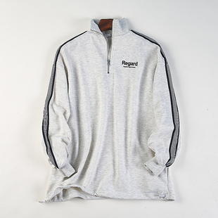 日单潮牌运动风半拉链卫衣男女H84328春秋立领条纹装 饰休闲套头衫