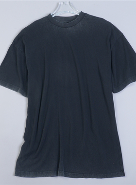 1018宽松大版做旧水洗纯棉T恤男女79051夏季纯色休闲bf风短袖上衣