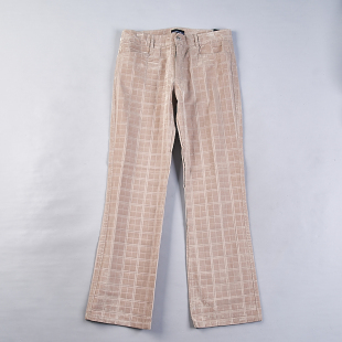 2.24H78012春秋冬直筒格子中低腰直筒长裤 全棉休闲裤 女装 外贸大码