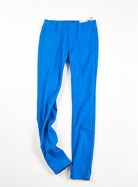 韩版流行纯色休闲小脚裤女H83677夏秋自然腰弹力紧身显瘦直筒长裤