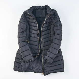 外贸原单新款 棉服1210H81044修身 显瘦连帽加绒保暖中长款 棉衣 女装