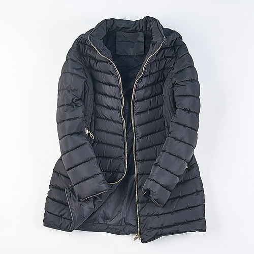 修身显瘦连帽加绒保暖中长棉衣