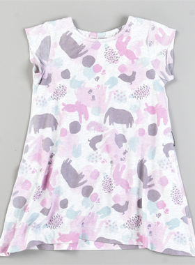 外贸单女童全棉短袖T恤7.1L83121童趣满印花春夏季小女孩休闲上衣