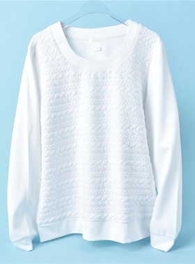 圆领套头卫衣女9.3L70914显瘦直筒型立体浮雕花春秋季休闲长袖衫