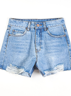 韩版做旧毛边纯棉水洗牛仔短裤女H83423夏季新款显瘦百搭休闲热裤