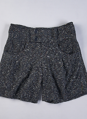 日单复古毛呢短裤女1.16H77596春秋冬小香风高腰直筒羊毛休闲热裤