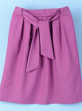 日系复古少女半身裙子7.18S75204夏季纯色高腰显瘦腰带半松紧中裙