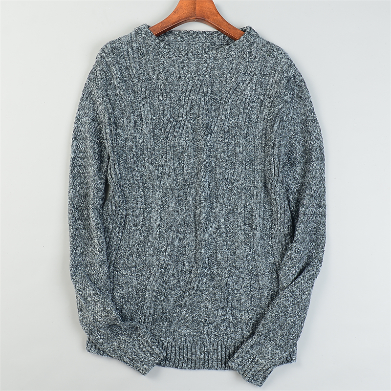 精品混色大码毛衣针织衫男女L85303经典麻花纹秋冬季低圆领打底衫