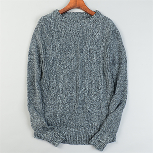 精品混色大码毛衣针织衫男女L85303经典麻花纹秋冬季低圆领打底衫
