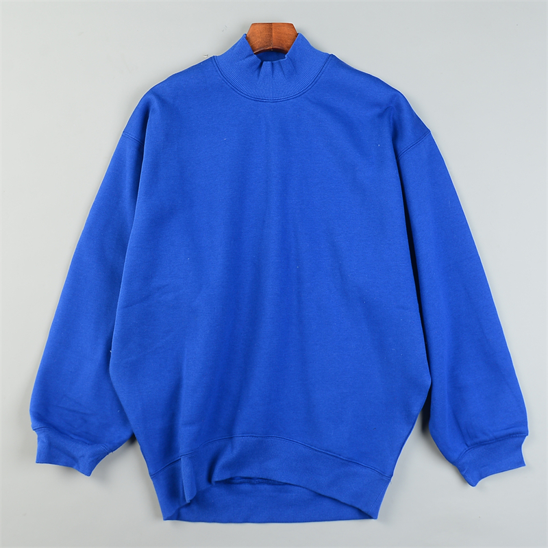 宽松茧型加绒卫衣男女12.2L85307纯色百搭半高圆领秋冬上衣打底衫