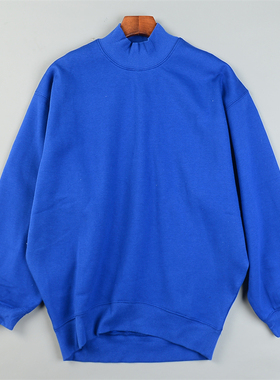 宽松茧型加绒卫衣男女12.2L85307纯色百搭半高圆领秋冬上衣打底衫