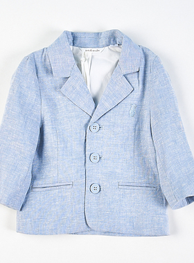 精品外贸男女童亚麻西装4.15H82162春秋婴幼儿复古单排扣西服外套