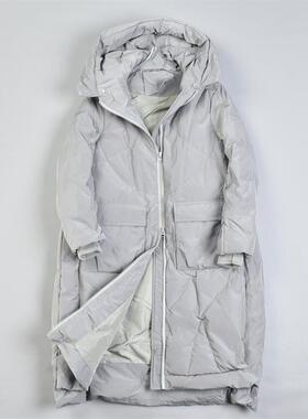 67高端好货连帽长款羽绒服女L81368设计师新款90白鸭绒派克服外套