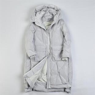67高端好货连帽长款羽绒服女L81368设计师新款90白鸭绒派克服外套