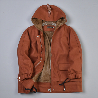 秋冬季女生加绒连帽毛呢外套