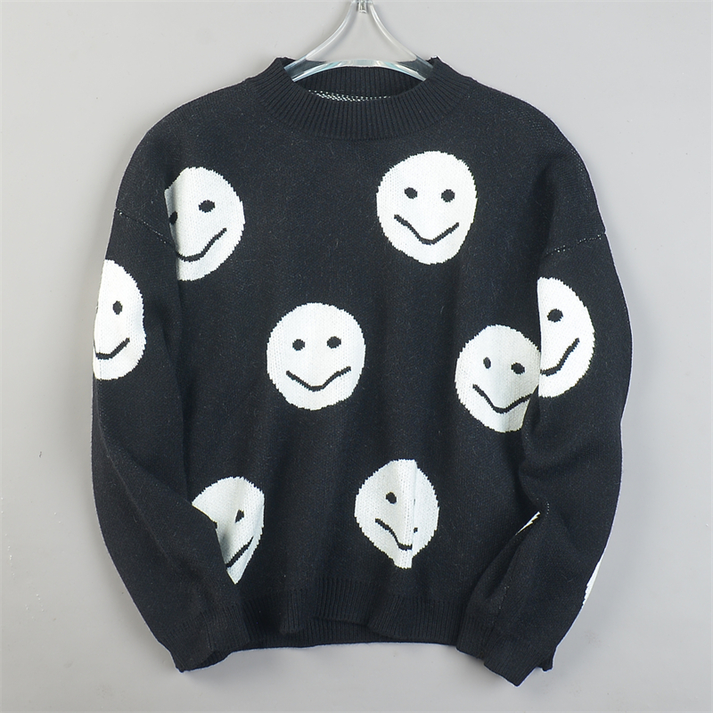 韩版男女笑脸针织衫10.28L85200圆领套头直筒型秋冬外穿打底毛衣