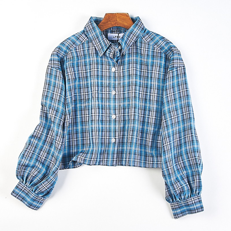 春夏季单排扣高腰露脐短款上衣