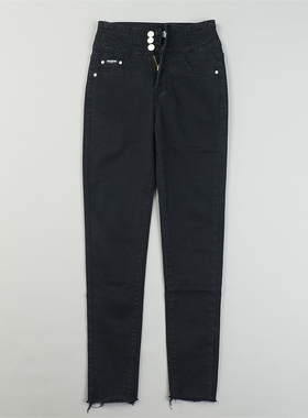 韩版弹力紧身黑白色牛仔小脚裤女L83984夏秋新款高腰提臀瘦腿长裤