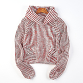 高领打底针织衫 复古宽松堆堆领长袖 毛衣女1231H81126秋冬短款 上衣