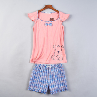 家居服套装 35优质全棉睡衣裤 上衣短裤 可爱短袖 女两件套H79760夏季