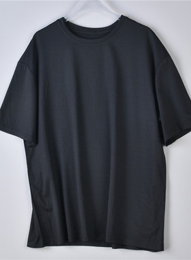 纯黑色宽松大版短袖T恤男女530L74561简约圆领套头直筒学院风上衣
