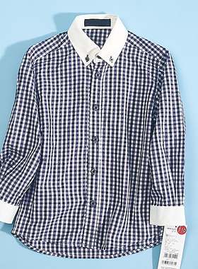 儿童纯棉长袖衬衫1122H72186春秋新款男孩子格子衬衣休闲童装上衣