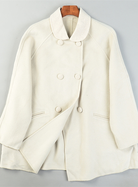 高端纯羊毛双面呢大衣女L85512宽松中长款双排扣秋冬减龄毛呢外套