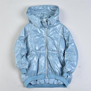 524高端设计感亮面连帽羽绒服女81361收腰显瘦保暖真90白鸭绒外套