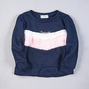 饰幼儿上衣 77889秋冬圆领绒毛拼接装 21日本单抓绒衫 卫衣男女童装
