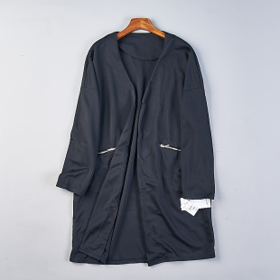 通勤风衣外套 女77793春秋纯色慵懒风长袖 112日本单宽松中长款 开衫