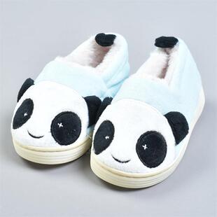 511卡通小熊猫儿童宝宝毛绒棉鞋81644防滑底秋冬季保暖毛窝童鞋子