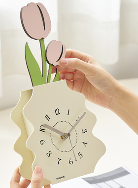 轻奢座钟高颜值花瓶摆件二合一