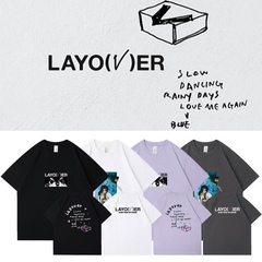 BTS防弹少年团金泰亨V专辑Layover周边同款短袖体t恤印花打歌上衣