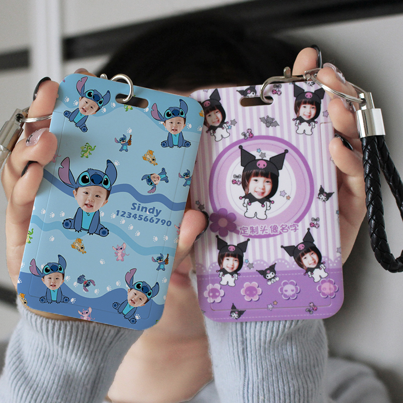 发照片定制卡套可爱儿童巴士卡套保护套写名字电话防丢挂牌