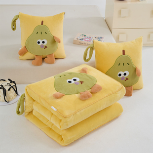 冬季抗菌棉抱枕被子两用加厚牛奶绒二合一汽车靠垫办公室沙发午睡