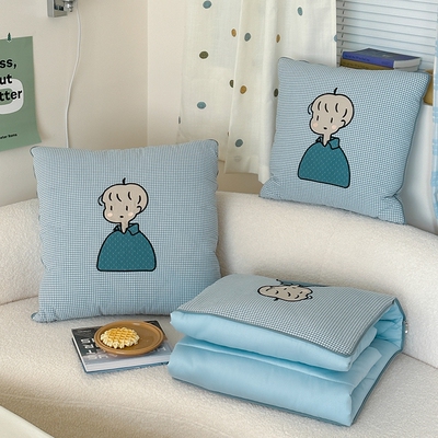 抱枕被两用全棉卡通男女儿童幼儿园纯棉空调被汽车载办公室空调被