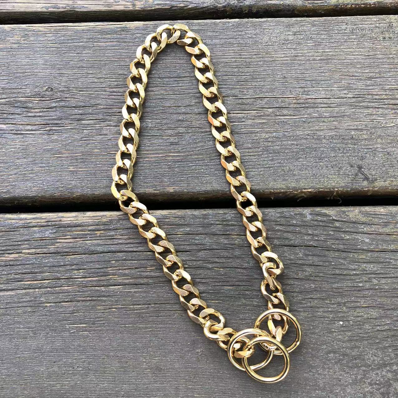 黄铜狗脖链中大型犬狗狗脖套P链遛狗专用金毛杜宾马犬项圈防爆冲