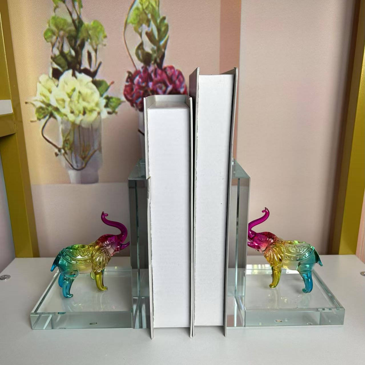 轻奢大象暴力熊水晶书靠书挡书立摆件家居装饰品客厅书房桌面酒柜