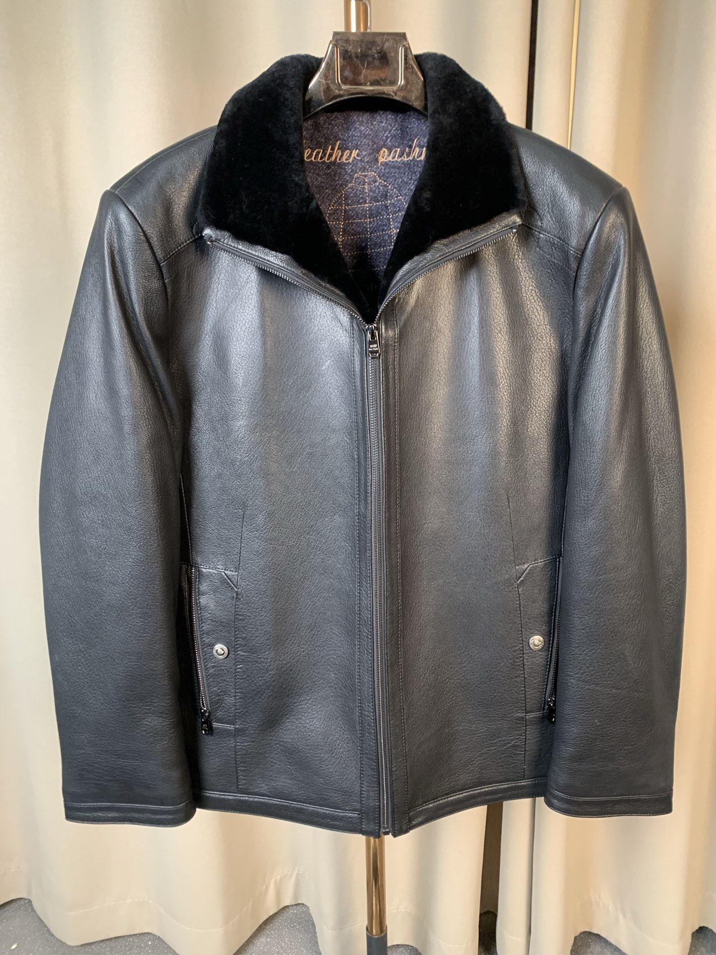 工厂打版样衣男士真皮山羊锁纹皮仿鹿皮皮毛一体毛领全新冬装皮衣,男装,皮草,淘宝优惠券,粉丝福利购,淘宝优惠卷